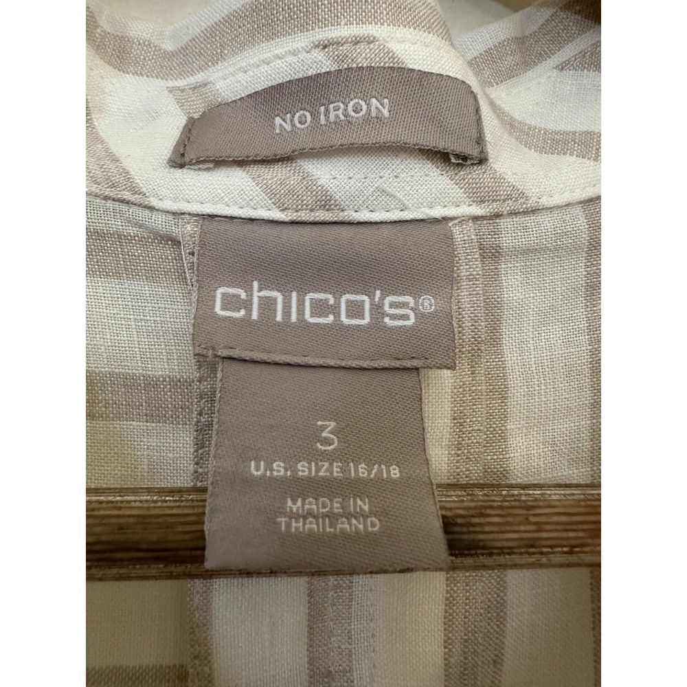 Chicos 100% Linen Womans Striped Tunic Top Size 16/18 Lagenlook Minimal Travel - Picture 4 of 16